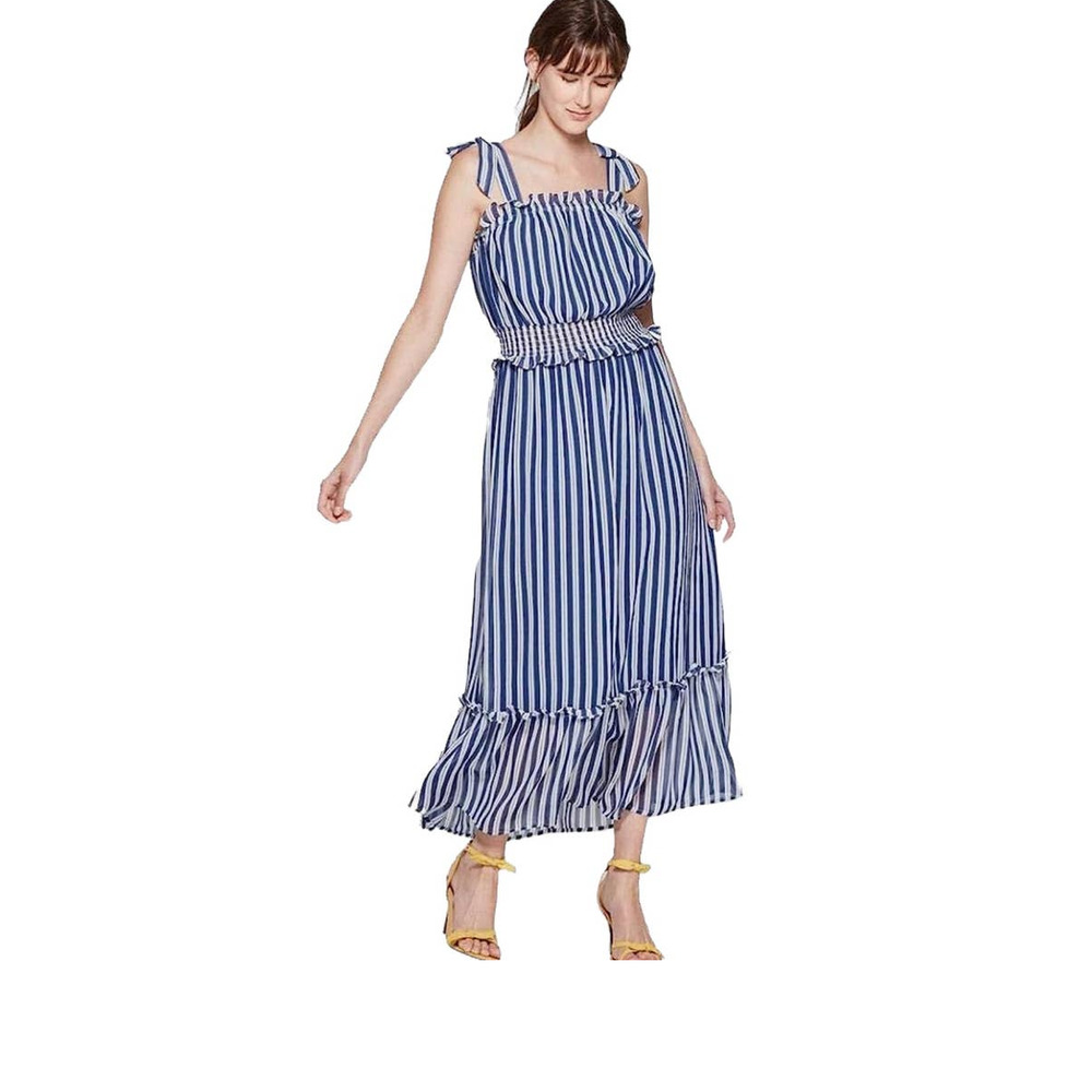 Who What Wear Smock Square Neck Shoulder Tie Maxi